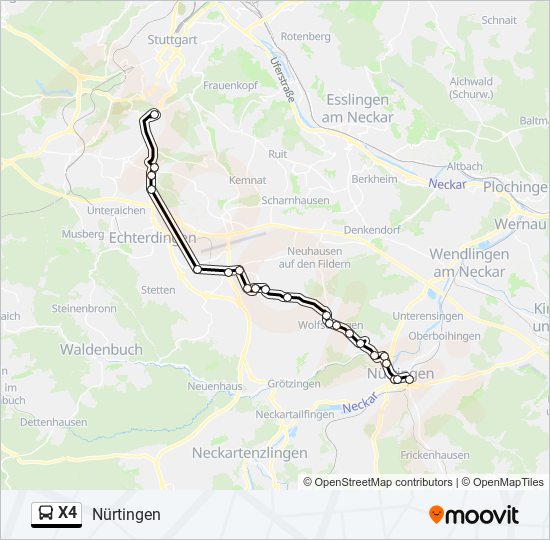 Автобус X4: карта маршрута