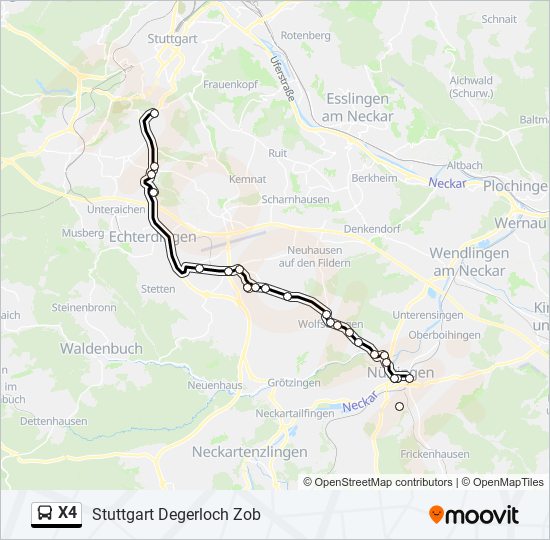 Автобус X4: карта маршрута