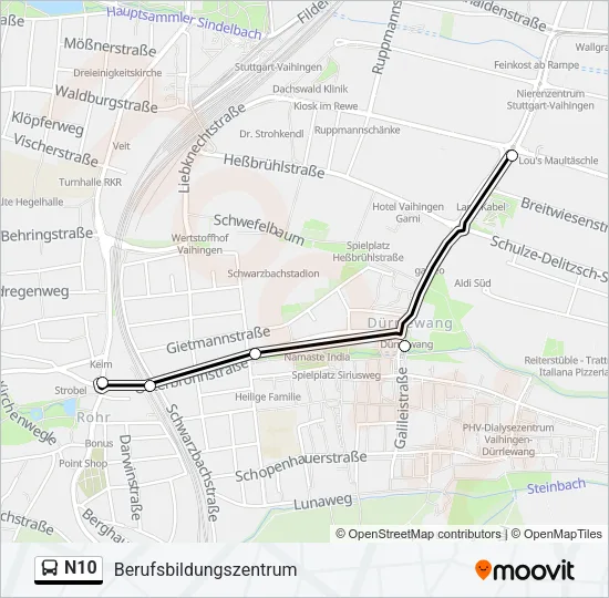 N10 Bus Line Map
