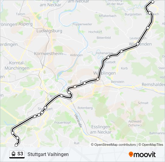 Трамвай S3: карта маршрута