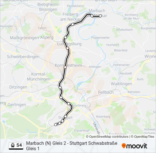 Straßenbahnlinie S4 Karte