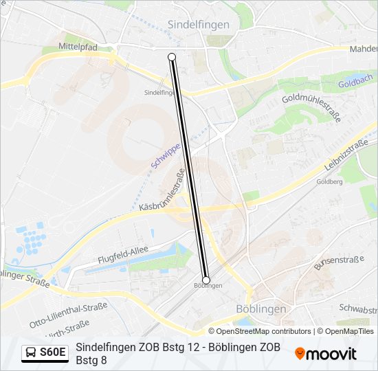 S60E Bus Line Map
