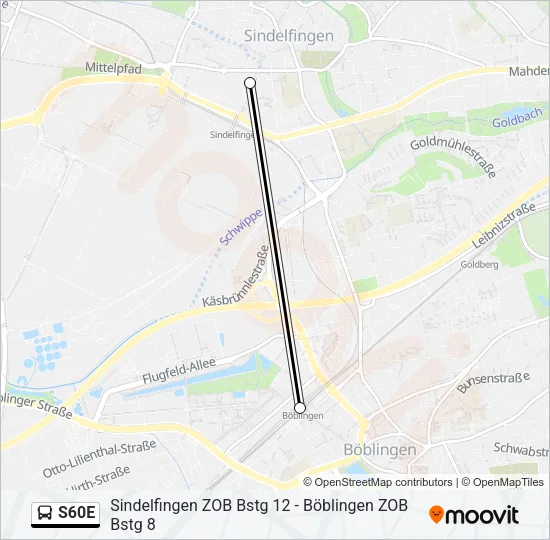 S60E Bus Line Map