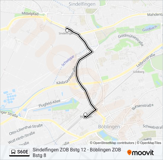 S60E Bus Line Map