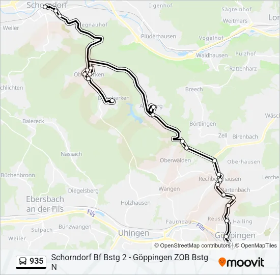 935 Bus Line Map