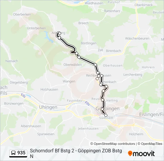 935 Bus Line Map