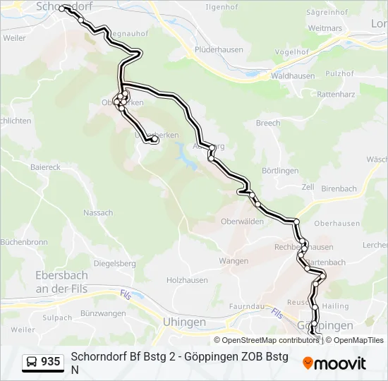 935 Bus Line Map
