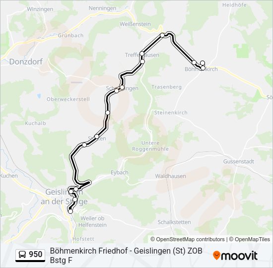 950 Bus Line Map