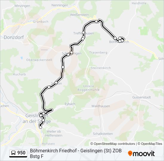 950 Bus Line Map