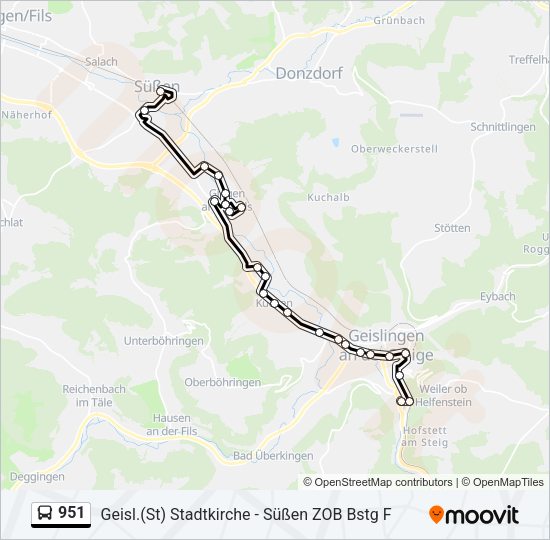 951 Bus Line Map