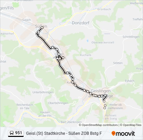 951 Bus Line Map