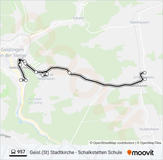 957 Bus Line Map