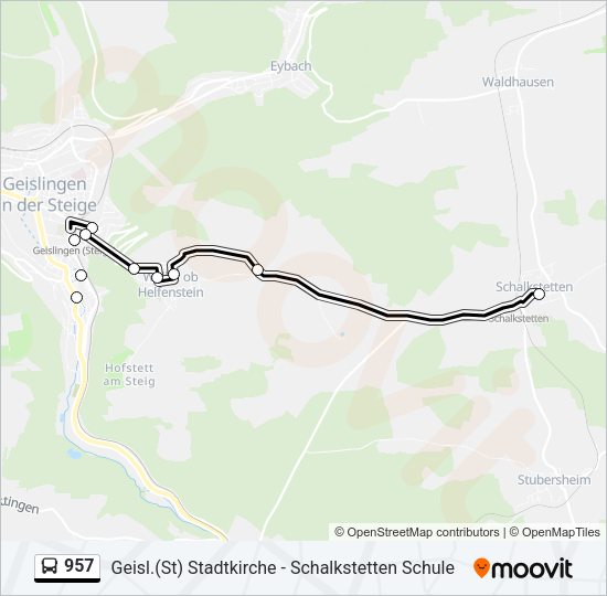 957 Bus Line Map