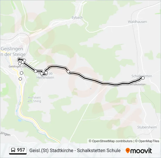 957 Bus Line Map