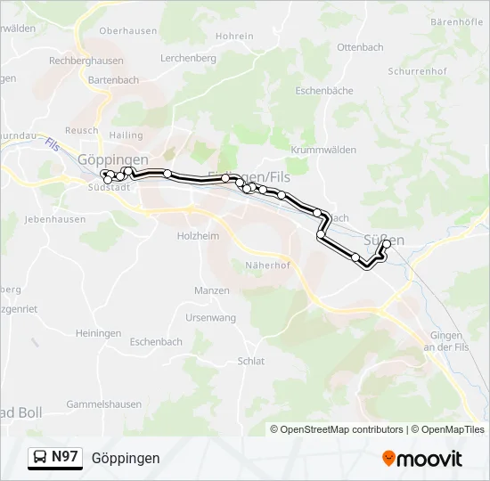 N97 Bus Line Map