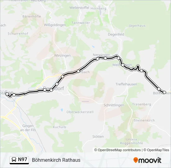 N97 Bus Line Map