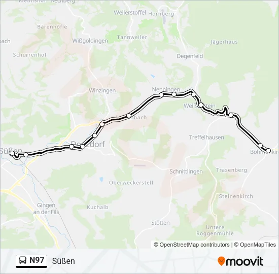 N97 Bus Line Map