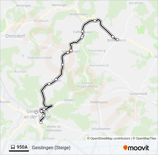 Автобус 950A: карта маршрута