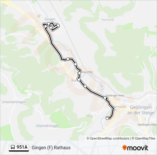 951A Bus Line Map