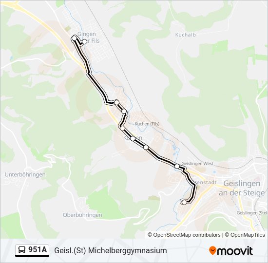 Автобус 951A: карта маршрута