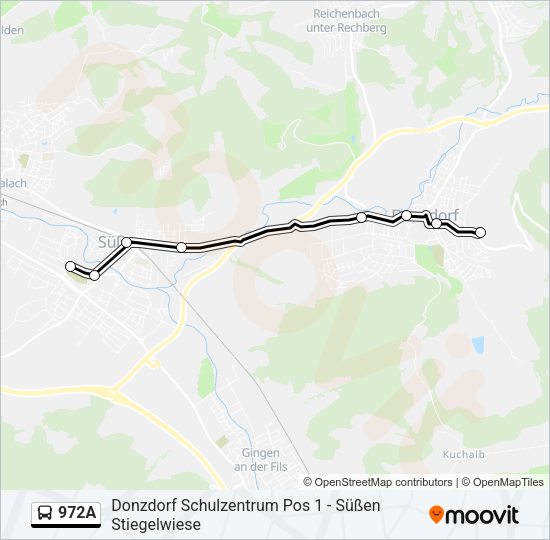 Автобус 972A: карта маршрута