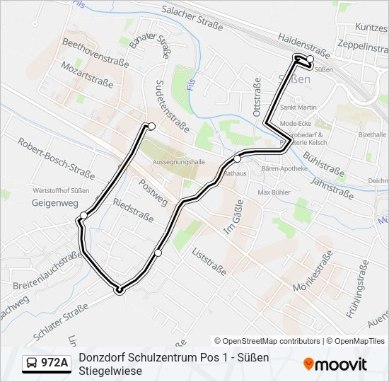 972A Bus Line Map