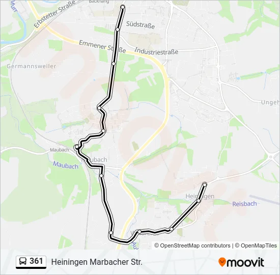 361 Bus Line Map