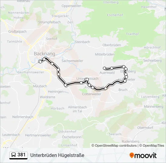 381 Bus Line Map