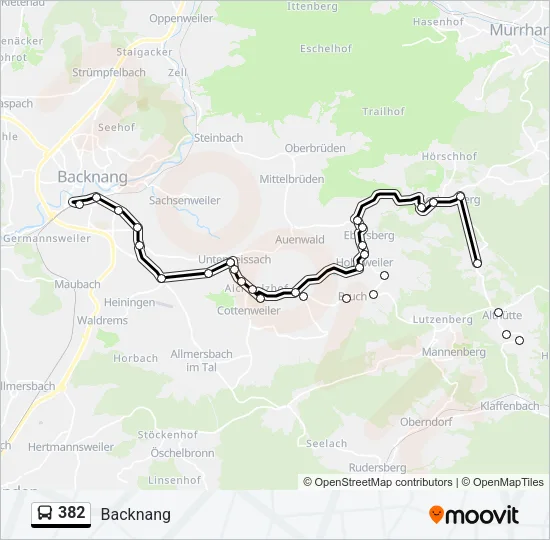 382 Bus Line Map