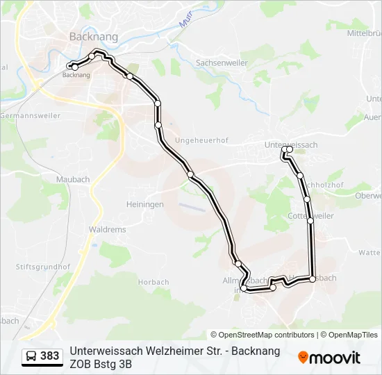 383 Bus Line Map