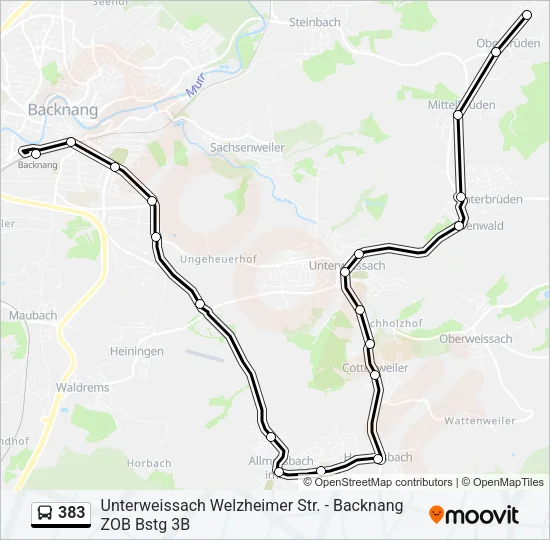 383 Bus Line Map