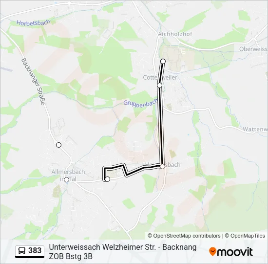383 Bus Line Map