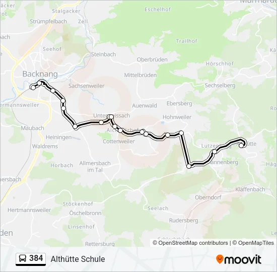 384 Bus Line Map