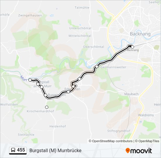 Автобус 455: карта маршрута