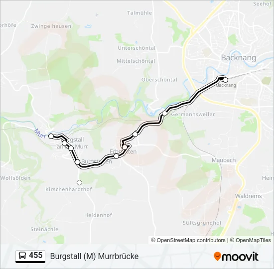 455 Bus Line Map