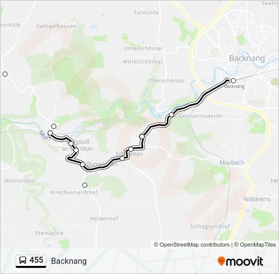 455 Bus Line Map