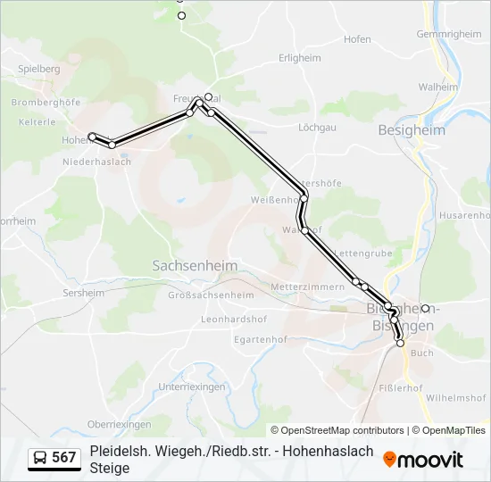 567 Bus Line Map