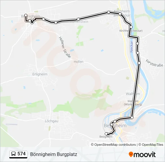574 Bus Line Map