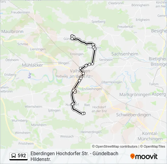592 Bus Line Map
