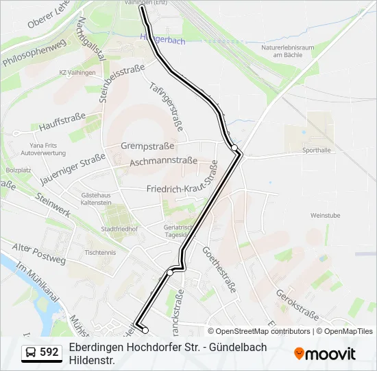 592 Bus Line Map