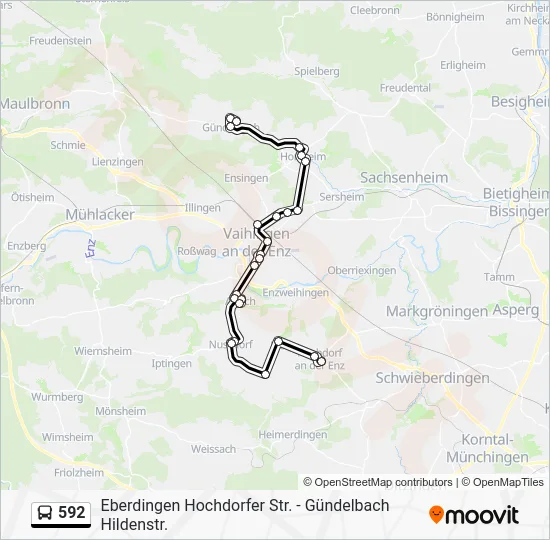 Автобус 592: карта маршрута