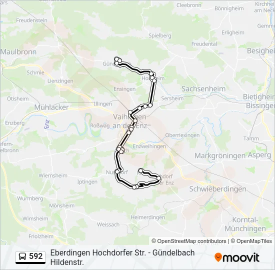 592 Bus Line Map