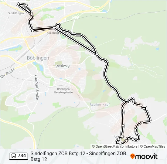 734 Bus Line Map