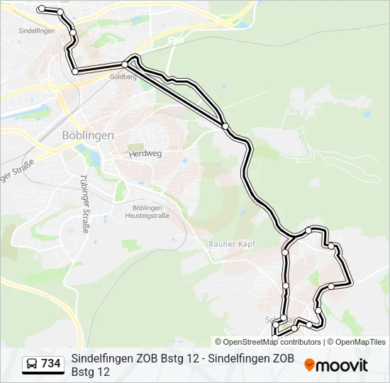 734 Bus Line Map