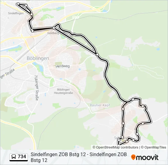 734 Bus Line Map