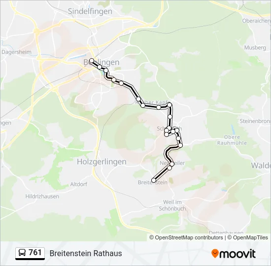 761 Bus Line Map