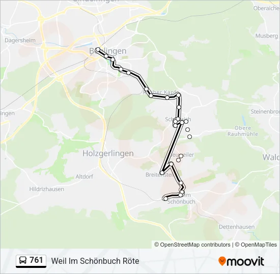761 Bus Line Map