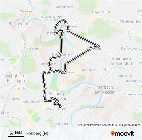 N44 Bus Line Map
