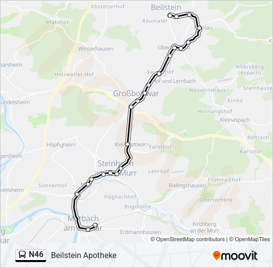Автобус N46: карта маршрута