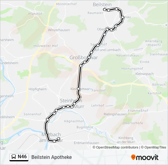 N46 Bus Line Map